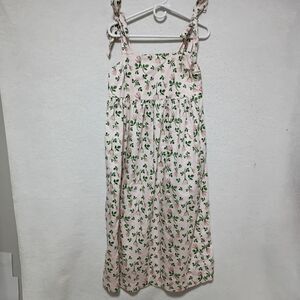 SUSAN ALBRIGHT HAPPY PLACES Floral Cream DRESS, SIZE S, Tie Straps